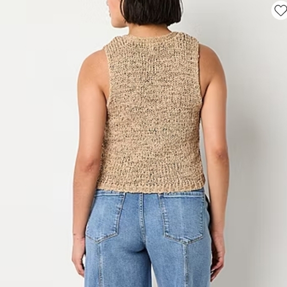 Sweater Vest Loose Knit Casual Chic Tan - Picture 2 of 9